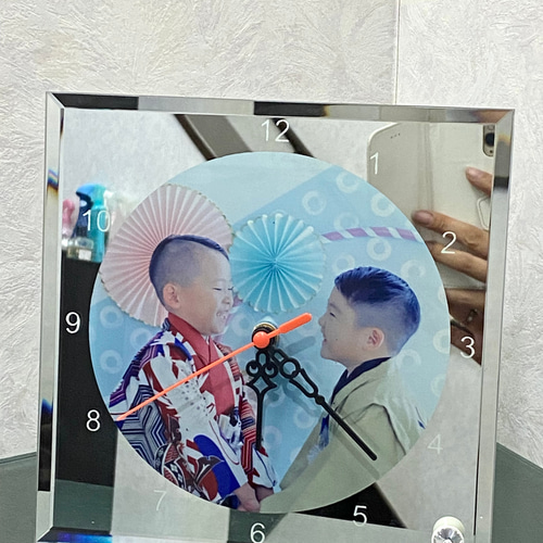 写真入り　名前入り　オリジナル時計　ガラス時計　ミラー時計　ガラス 写真入り 名前入り オリジナル時計 ガラス時計 ミラー時計