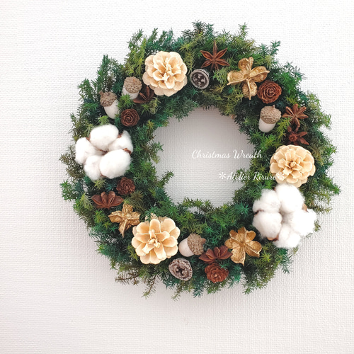 ✼クリスマスリース✼【ワタの実/どんぐり/スターアニス/ホワイト