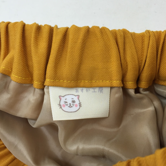 あすか工房の【ねこ刺繍スカート】やまぶき 3枚目の画像