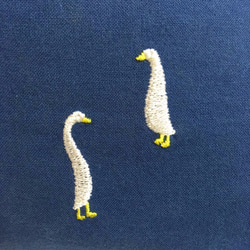 ガチョウの刺繍入りワイドパンツ**ネイビー 2枚目の画像