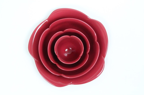 香川漆器 薔薇(ピンク) 湯のみ、お椀、丼、お皿４点セット 2枚目の画像