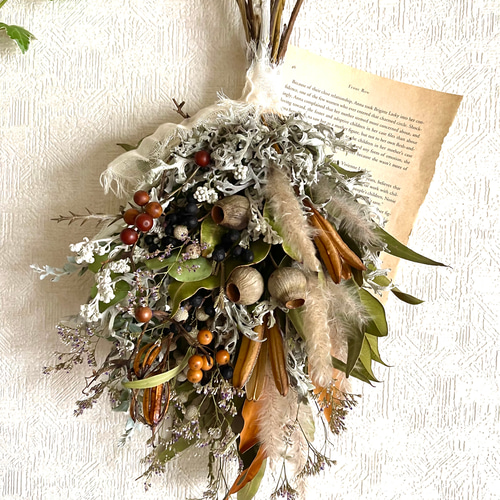 再販、受注制作】ベルガムナッツとグレピレアゴールド＆木の実の