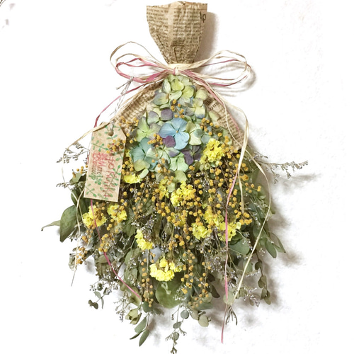 ミモザ　スワッグ　ブルーファンタジア　リース ミモザスワッグブルーファンタジアリース