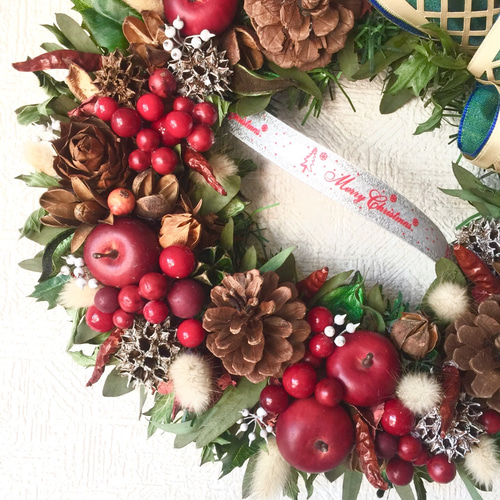 ☆新品未開封☆ファミリア クリスマスリース リンゴ赤チェック柄 ☆新品未開封☆ファミリア クリスマスリース リンゴ赤チェック柄