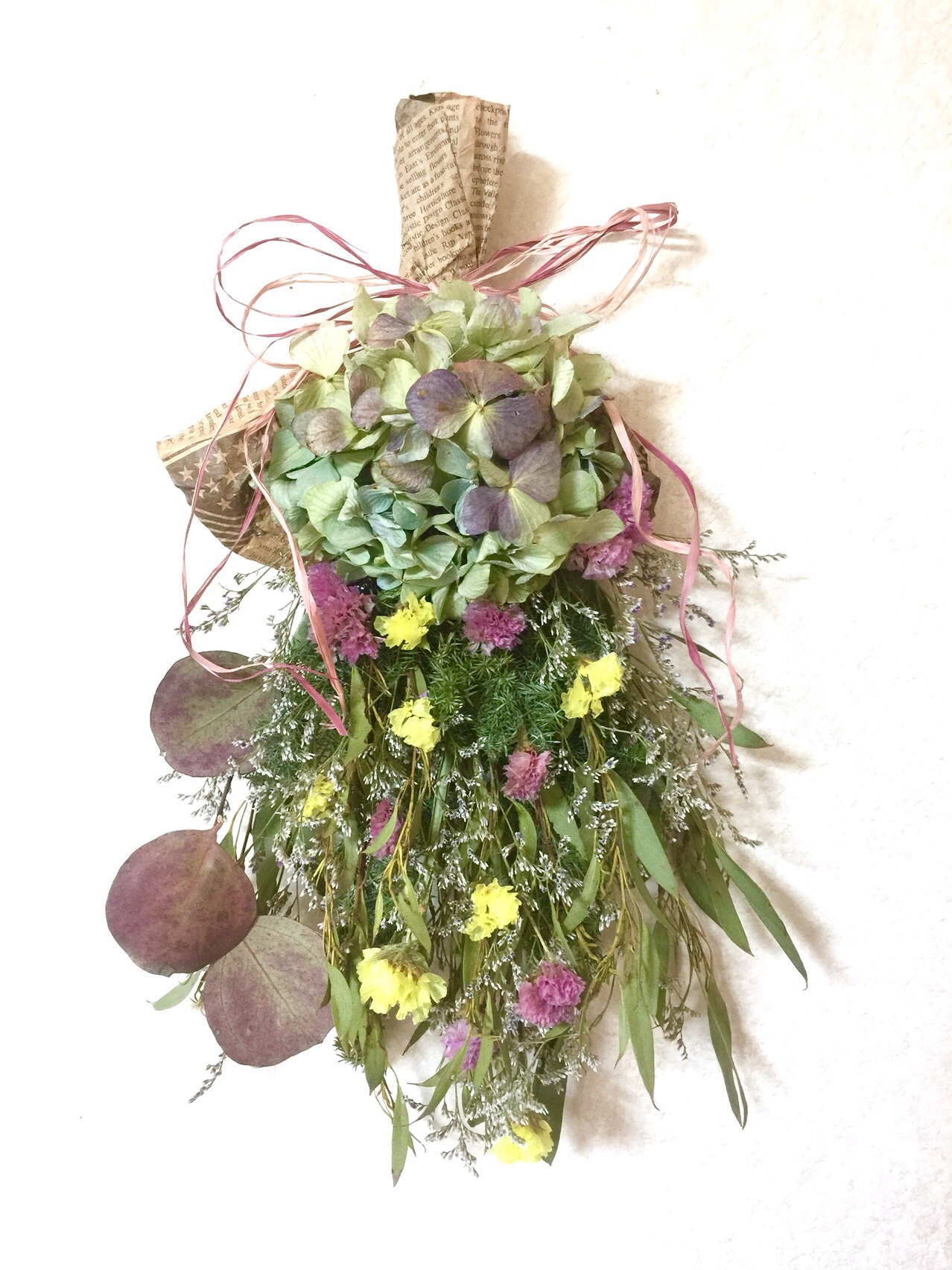 ブルーファンタジアユーカリ紫陽花リース