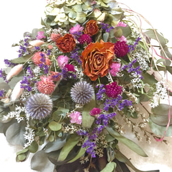 【再販、受注制作】ユーカリとリューカデンドロン&紫陽花のスワッグ 4枚目の画像