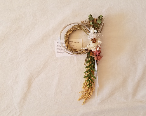 雪にゃん様　白縦型しめ縄リース 1_9c56a7929a22adc4aa26a1c790ac