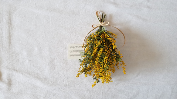 ＊ Natural＊ミモザのイエロースワッグ＊ドライフラワースワッグ 2025販売スタート！ミモザのスワッグ♡ドライフラワーミモザ花束