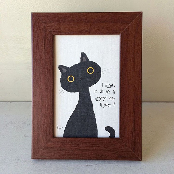 おすまし黒猫イラストポストカード/3枚セット 2枚目の画像