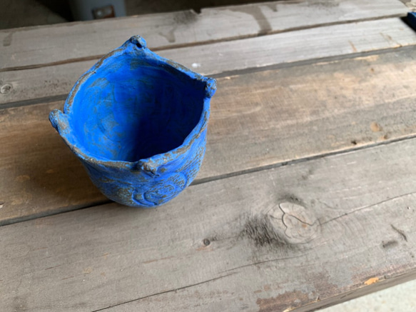 青い縄文の小壺 2枚目の画像
