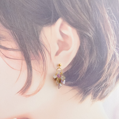 アメジストさざれ石ピアス ピアス（スタッド・一粒） at✾Le lien 通販