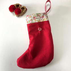 クリスマスに！ 赤い靴下  リバティ ナンシーアニマル 1枚目の画像