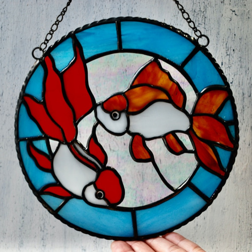 N様オーダー作品】金魚のステンドグラス タペストリー・壁掛け N様オーダー作品】金魚のステンドグラス タペストリー・壁掛け