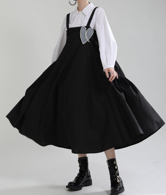 秋の女性の新着スモールブラックドレスフレンチストラップドレス 5枚目の画像