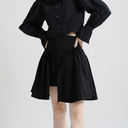 秋の女性の新しいラージラインAラインシャツスカート、ハイウエスト、スリムなデザイン 3枚目の画像
