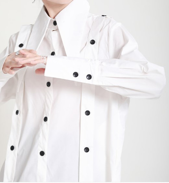 先のとがった襟シャツレディース秋の新デザインセンス、レトロな長袖トップス 7枚目の画像