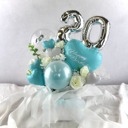 ブルー フラワー 卓上バルーン ギフト バルーンギフト フラワー