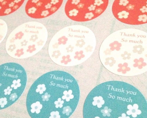 花柄 48枚 THANK YOU シール FOR YOU シール シール aibon 通販