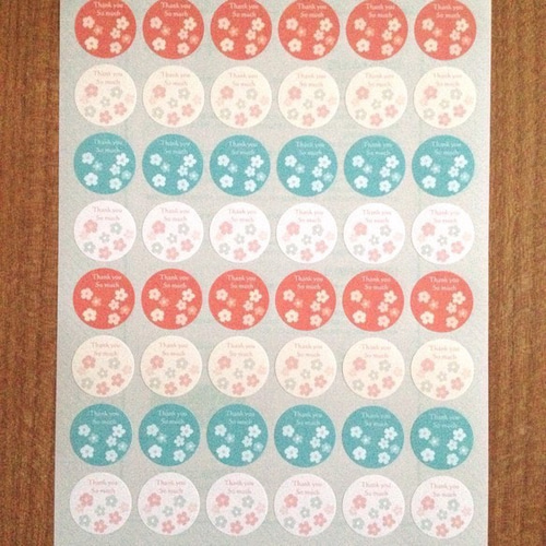 花柄 48枚 THANK YOU シール FOR YOU シール シール aibon 通販