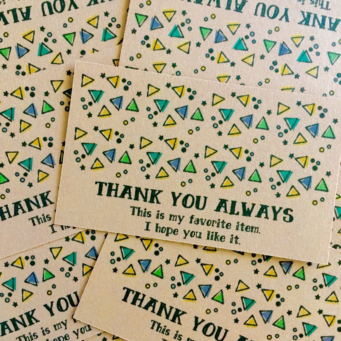 1】メッセージカード THANK YOU 20枚セット さんかく メッセージ