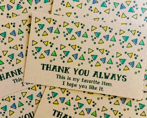 1】メッセージカード THANK YOU 20枚セット さんかく メッセージ