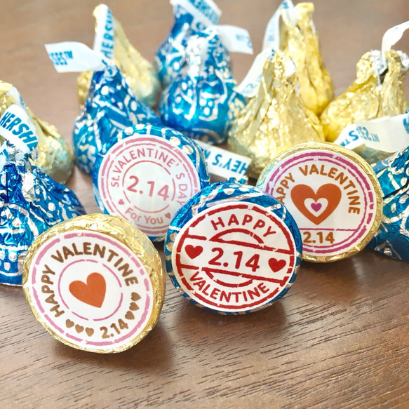 48枚 キスチョコシール バレンタイン スタンプ風 1枚目の画像