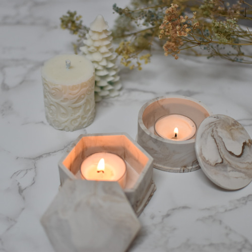 キャンドルモールド、特注、ウェルカムボード キャンドルボックス Marble candle box<1個> 丸型 キャンドル