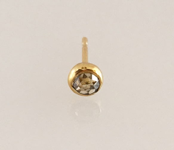 K24玫瑰切割天然鑽石純金耳環 ◇K24純金+鑽石耳環（一隻耳朵） 第1張的照片