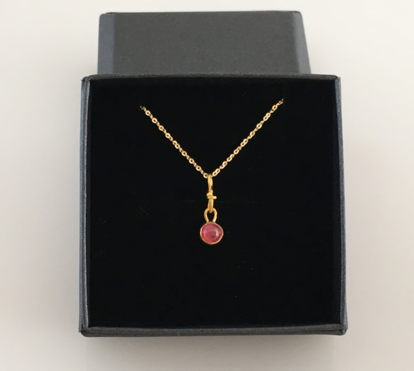 K24 Pure Gold+Hot Pink Spinel◆純金 ピンクスピネルペンダントトップ 3枚目の画像