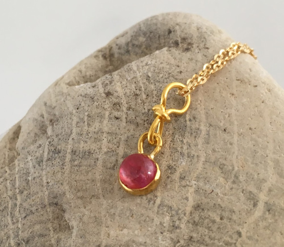 K24 Pure Gold+Hot Pink Spinel◆純金 ピンクスピネルペンダントトップ 7枚目の画像