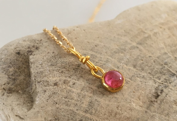 K24 Pure Gold+Hot Pink Spinel◆純金 ピンクスピネルペンダントトップ 8枚目の画像