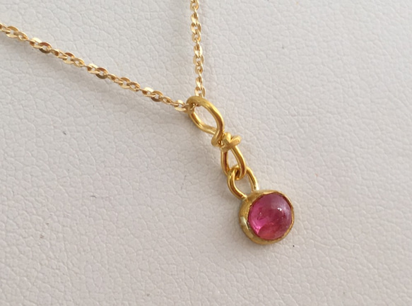 K24 Pure Gold+Hot Pink Spinel◆純金 ピンクスピネルペンダントトップ 6枚目の画像