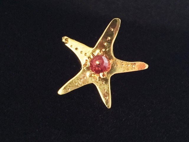 ヒトデの赤ちゃん☆ロードライトガーネット　真鍮ピンズ