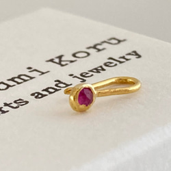 ◇ローズカット天然ルビー 純金クリップピアス◇K24 Pure Gold+Natural Ruby（片耳分） 2枚目の画像