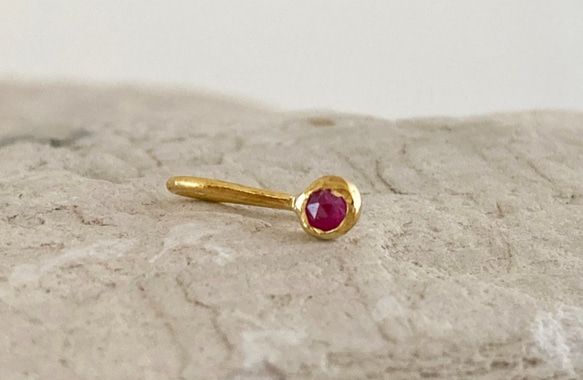 ◇ローズカット天然ルビー 純金クリップピアス◇K24 Pure Gold+Natural Ruby（片耳分） 4枚目の画像