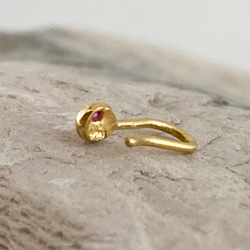 ◇ローズカット天然ルビー 純金クリップピアス◇K24 Pure Gold+Natural Ruby（片耳分） 7枚目の画像