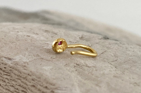 ◇ローズカット天然ルビー 純金クリップピアス◇K24 Pure Gold+Natural Ruby（片耳分） 7枚目の画像