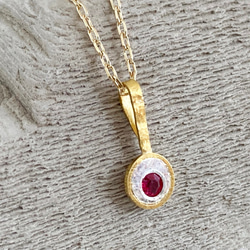 K24 Pure Gold+Silver+Pink Spinel◆純金＋銀 ピンクスピネルペンダントトップ 3枚目の画像