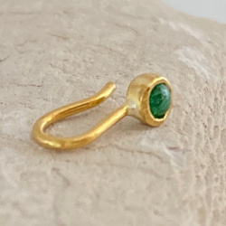 ◇天然エメラルド 純金クリップピアス◇K24 Pure Gold+Natural Emerald（片耳分） 4枚目の画像