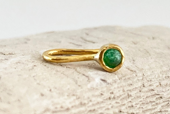 ◇天然エメラルド 純金クリップピアス◇K24 Pure Gold+Natural Emerald（片耳分） 8枚目の画像