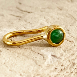 ◇天然エメラルド 純金クリップピアス◇K24 Pure Gold+Natural Emerald（片耳分） 9枚目の画像