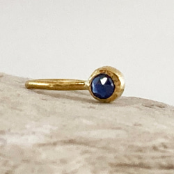 ◇ローズカット天然サファイア 純金クリップピアス◇K24 Pure Gold+Natural Sapphire（片耳分） 1枚目の画像