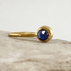 ◇ローズカット天然サファイア 純金クリップピアス◇K24 Pure Gold+Natural Sapphire（片耳分） 2枚目の画像