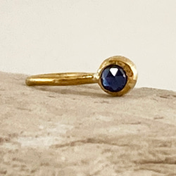 ◇ローズカット天然サファイア 純金クリップピアス◇K24 Pure Gold+Natural Sapphire（片耳分） 3枚目の画像