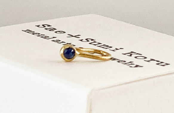 ◇ローズカット天然サファイア 純金クリップピアス◇K24 Pure Gold+Natural Sapphire（片耳分） 5枚目の画像