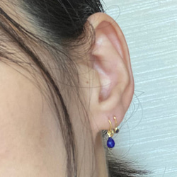 ◇玫瑰切割天然藍寶石純金夾式耳環 ◇K24純金+天然藍寶石（一隻耳朵） 第6張的照片