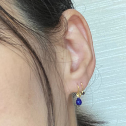 ◇ローズカット天然サファイア 純金クリップピアス◇K24 Pure Gold+Natural Sapphire（片耳分） 6枚目の画像