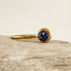 ◇ローズカット天然サファイア 純金クリップピアス◇K24 Pure Gold+Natural Sapphire（片耳分） 7枚目の画像