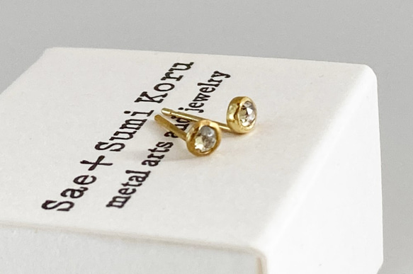 K24 玫瑰切割天然鑽石純金耳釘 ◇ k24 耳釘（一隻耳朵） 第8張的照片
