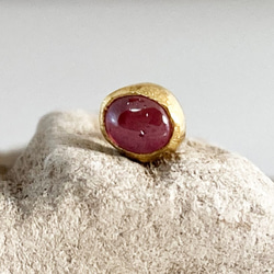 K24 Pure Gold+ Red Spinel Stud◆K24純金 レッドスピネルスタッドピアス　片方のみ 4枚目の画像